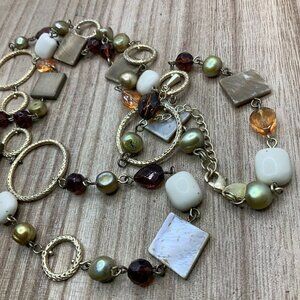 Lia Sophia Cipriani Gold Tone Multi Colored Beads & Stone Necklace